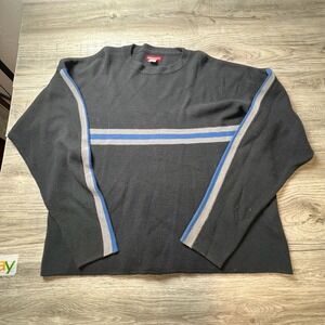 Unionbay Sweater Mens XL Black Striped Crewneck Vintage 90s Acrylic Wool‎ AC97